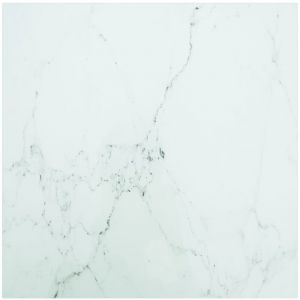 Plateau de table - Parfait pour Table &agrave; Manger, Cuisine ou Bureau Blanc 60x60cm 6mm Verre tremp&eacute; et design marbre Chic-312007
