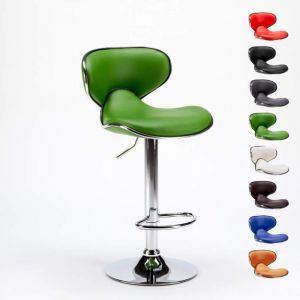 Tabouret de cuisine et bar design moderne pivotant chrom&eacute; Amarillo - Vert