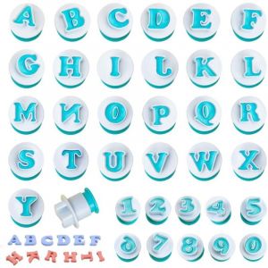 36 PCS Kit Emporte Piece Alphabet et Chiffre,Moule Chiffre et Lettre Pate a Sucre,Tampon Lettre Alphabet Patisserie,Moule Fondant Chocolat,Decoupoir