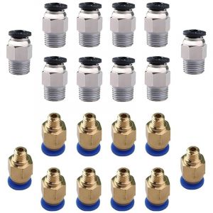 Raccord rapide droit &agrave; air, le kit raccord rapide droit 20 pi&egrave;ces comprend un connecteur rapide pneumatique PC4-M6, un raccord &agrave; pousser pneumatique