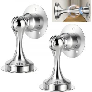 2 Pi&egrave;ces Bloc Porte Magn&eacute;tiques, But&eacute;e de porte en Acier Inoxydable, Bloque Porte Sans Percer, Butoir Porte Mural Door Stopper, Convient