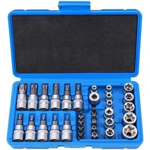 Ensemble de 34 Douilles Torx Robuste, Douille Torx Femelle, Coffret Douille Torx, Embout Torx, Outils Mecanique Automobile