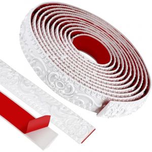 Moulure Flexible Auto-adh&eacute;sive, 3,6cmx5m, Bordure Decorative en PVC, pour Armoire, Bordure de Miroir, Mur, Porte,Blanc