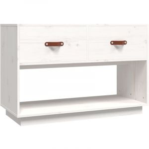 Helloshop26 - Meuble tv multim&eacute;dia &eacute;tag&egrave;re t&eacute;l&eacute;vision buffet t&eacute;l&eacute;viseur salle &agrave; manger salon chambre 90 x 40 x 60 cm bois de pin massif blanc