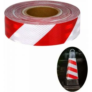 Ruban de Signalisation Rouge et Blanc Ruban de Signalisation Bande R&eacute;fl&eacute;chissante Autocollante Ruban Reflechissant Adhesif Rubalise Autocollante