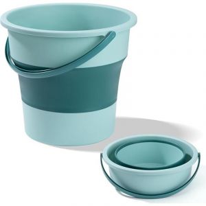 Seau Pliable Seau en Silicone avec Anse Sceau Retractable Portable pour Camping P&ecirc;che M&eacute;nage Lessive Jardinage (Vert, 10L)