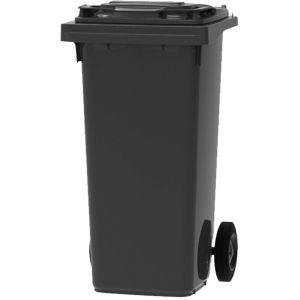 France Bac Roulant - Conteneur Poubelle &agrave; d&eacute;chets 2 roues - 120L - Robuste et &Eacute;conomique - 100% Recycl&eacute; - Gris - Fabriqu&eacute; en France - ESE