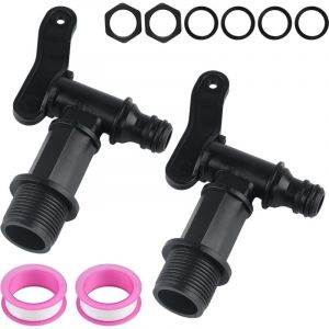 2 Pi&egrave;ces Robinet Cuve Plastique, 3/4 Robinet de Cuve Eau de Pluie, Robinets de Rechange en Plastique pour Citerne de Pluie pour R&eacute;servoir