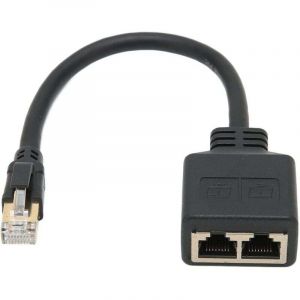 Adaptateur R&eacute;partiteur RJ45, R&eacute;partiteur D'adaptateur Ethernet 1 &agrave; 2 Ports R&eacute;seau RJ45, Adaptateur R&eacute;partiteur de C&acirc;ble R&eacute;seau CAT8 pour Bureau &agrave;