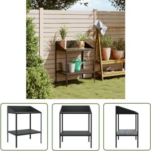 The Living Store Support pour plantes anthracite 75,5x54,5x100cm acier galvanis&eacute; - Support Plante - Jardinerie - Fleur Pot - Balcon - Terrasse