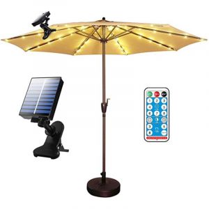Lampes solaires pour parasol de terrasse, 8 modes d'&eacute;clairage LED pour tente de plage, camping, jardin, d&eacute;coration de f&ecirc;te