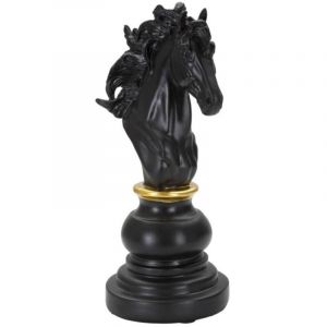 Pi&egrave;ce d'&Eacute;chec D&eacute;co en R&eacute;sine "Cavalier" 27cm Noir