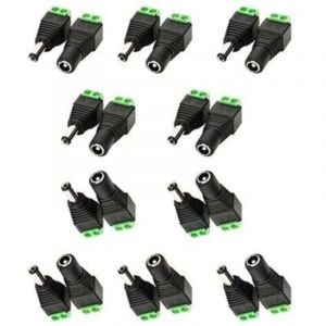 5,5mm x 2,1mm DC Femelle DC M&acirc;le Adaptateur 12V DC Jack Connecteur Prise DC Fiche DC Tonneau pour Cam&eacute;ra CCTV LED Strip Bande LED ou d'autres