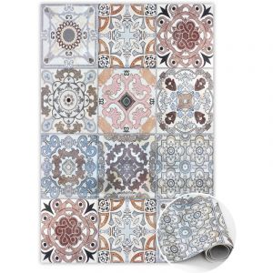 Tapis Vinyl de Cuisine et Chambre en PVC - Carreaux portugais - 140x210 cm