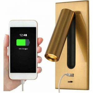 Liseuse Lampe LED Tete De Lit Cach&eacute; Interrupteur Lampe frontale, USB Encastr&eacute; Lampe frontale Murale Applique Liseuse, Wall Light Sconce, Orientable &Agrave;