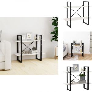 Bibliothèque à 2 niveaux Blanc 80x30x70 cm Bois de pin massif - Bibliothèque Industrielle - Bibliothèque Blanche - Étagère Design - Meuble Rangement