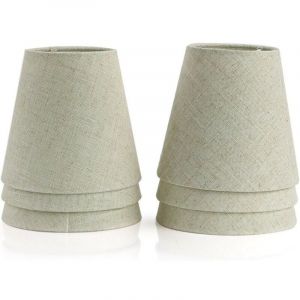 Abat-jour pour bougie lustre en cristal applique murale lampe suspendue abat-jour en tissu (lot de 6, beige)