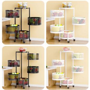 Panier De Fruits Et Legumes Rotatif,Support De Rangement Rond De Cuisine, Support De Stockage De Fruits Rotatif, Chariot De Rangement Pour Cuisine