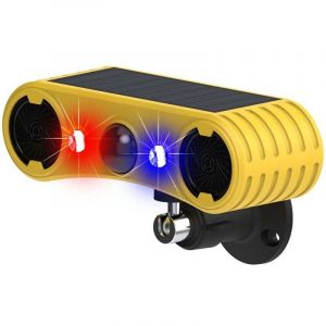 Alarme de d&eacute;tecteur de Mouvement Solaire ext&eacute;rieur - Alarme sonore de Coup de feu d'aboiement de Chien, 2 129 DB de Puissance, 4 Modes, lumi&egrave;re Rouge