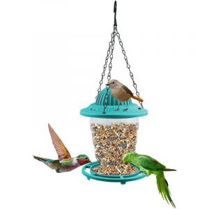 Mangeoire &agrave; oiseaux sauvages &agrave; suspendre, mangeoire &agrave; colibri pliable, petite mangeoire &agrave; oiseaux panoramique, avec cha&icirc;ne en m&eacute;tal et crochet, pour