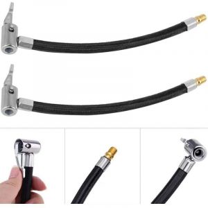 Adaptateur de tuyau de gonflage de 35 cm, tuyau de gonflage tress&eacute; en 2 parties avec adaptateur d'embout pour gonfler les pneus de v&eacute;lo, de moto et