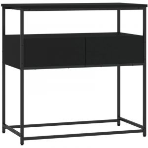 Décoshop26 - Table console d'entrée pratique table d'appoint avec tiroirs 75 x 40 x 75 cm bois d'ingénierie noir et métal DEC032160