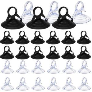 60 Pi&egrave;ces Ventouse pare Soleil, 45mm Ventouse Sans Crochets Ventouse, PVC Ventouses Mini Ventouse Transparente et Noire Ventouse, Ventouse pour Vitre