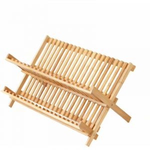 &Eacute;gouttoir en bois, hauteur x largeur x profondeur : 4224,526 cm, double couche, &eacute;gouttoir &agrave; couverts pliable en bambou, couleur naturelle.