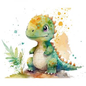 Lumaléa - Papier peint panoramique Enfants - Bébé Dinosaure - 390 cm x 251 cm