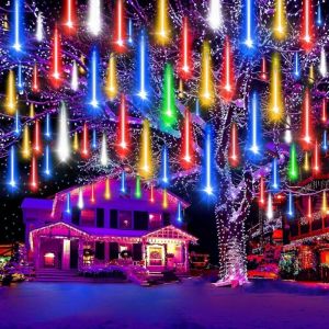 M&eacute;t&eacute;ores Pluie Lumi&egrave;res 30cm 10 Tube 240 LED Guirlandes Lumineuse Ext&eacute;rieure &Eacute;tanche IP65 Douche Pluie Feux Lumi&egrave;res de No&euml;l pour D&eacute;coration de F&ecirc;te