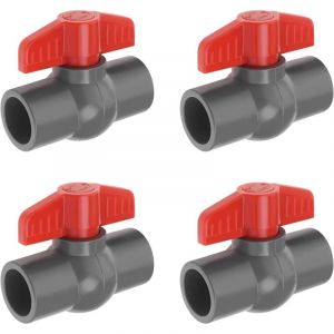 4pcs PVC Robinet &agrave; Tournant Sph&eacute;rique Diam&egrave;tre du Trou PVC Douille Extr&eacute;mit&eacute; Vanne d'arr&ecirc;t Utilis&eacute;e Dans les Piscines d'irrigation Plomberie