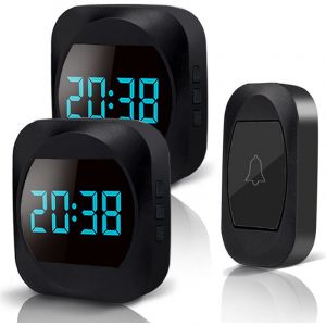 Kit de sonnette sans fil, flash LED 45 m&eacute;lodies 4 niveaux de volume carillons de sonnette de s&eacute;curit&eacute; &agrave; domicile Bouton &eacute;tanche IP44, cloche