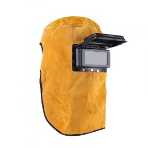 Cagoule de Soudure en Cuir, Masque en Cuir de Bonne qualit&eacute; Masque de Soudeur Auto-Obscurcissant Portefeuille Lentille de Protection Confortable &