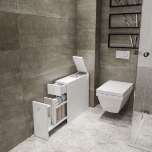 Cotecosy - Meuble de Salle de Bain Blanc Scandinave - 20x55 cm, Profondeur 60 cm, avec Tiroirs et Étagères, Prêt à l'Usage