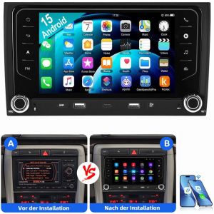 Pour Audi A4 8E 8H B6 B7 2000-2009 Android 15 Autoradio GPS USB Type-C WIFI Carplay 2+32G