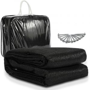 Wolketon Tapis de tente respirant 250x550CM, tapis de sol camping ext&eacute;rieur pour auvent et caravane Noir