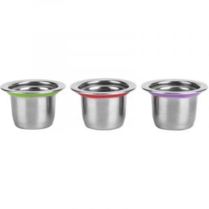 Jeffergarden - 3 pièces/ensemble Capsule de café dosette réutilisable filtre rechargeable en acier inoxydable 30x22x20mm adapté pour Nespresso