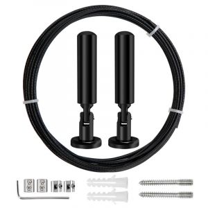 AUTRUCKER Kit de tringle &agrave; rideau en corde &agrave; linge de 5 m, c&acirc;ble en acier inoxydable 304 pour rideaux, suspension de photos, photos, notes, rideaux