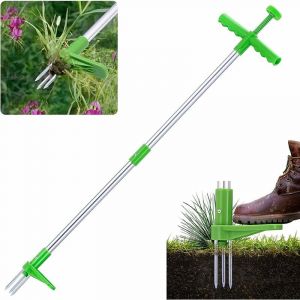 Csparkv - Outil de désherbage manuel en acier inoxydable avec 3 griffes, outil de jardinage extracteur de pissenlit, outil de désherbage manuel, pour