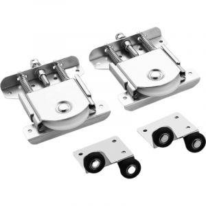 Lot de 2 roulettes pour portes coulissantes &ndash; Roues robustes en acier lamin&eacute; &agrave; froid avec syst&egrave;me anti-d&eacute;raillement pour portes coulissantes de