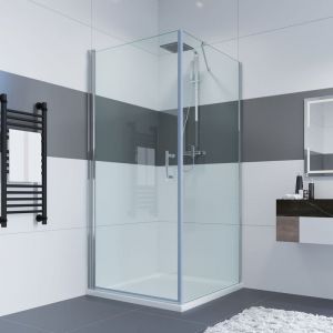 Cabine de douche accès d'angle Cabine de douche accès d'angle Porte battante avec paroi latérale en verre de sécurité de 6mm Porte battante 90cm +