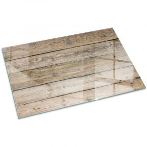 Plaque de protection de sol en verre tremp&eacute; pour chemin&eacute;e et po&ecirc;le &agrave; bois pare-feu contre les &eacute;tincelles Texture de planches de bois 100x70