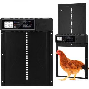 Porte Poulailler Automatique Batterie Grand, Porte Automatique Poulailler Aluminium avec écran LED, Trappe Poulailler Automatique Étanche avec