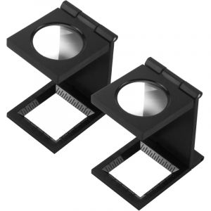 Largeight - jamais UTILISÉ]2pcs Loupe De Table Compte-Fils, Mini Loupe Pliante 10x Loupe De Poche Pliable Compteur De Fils Intégré - Idéale pour Les