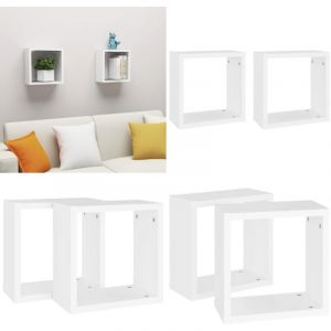 Tagères cube murales 2 pcs Blanc 30x15x30 cm - Etagere Murale - Étagères Cubes - Rangement Mural - Décoration Murale - Meuble Blanc - Home & Living