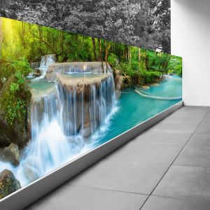 Brise vue Trompe l'oeil - 110x412 cm - Cascades - Recto Imprimé / Verso BlancBâche Pleine - 100% d'occultation