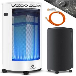 KESSER&reg; Chauffe-gaz c&eacute;ramique 4200 watts, Chauffage radiant &agrave; gaz, avec d&eacute;tendeur/flexible de gaz, Po&ecirc;le &agrave; gaz avec housse de protection, Blanc