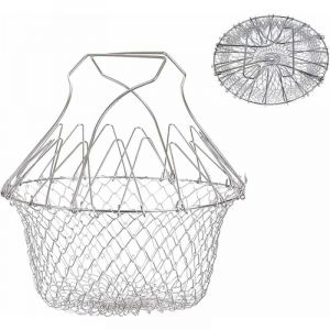 Cyslmuk - 1pc Panier à Frire, Panier a Salade Tamis Cuisine Inoxydable Fry Extensible Chef Panier Cuisine