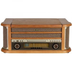 Reflexion - HIF2002 Chaîne stéréo rétro fm, cd, Cassette, Lecteur de disque, usb, Boîtier en bois véritable, fonction enr