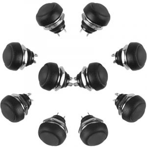 10 pi&egrave;ces 12mm bouton poussoir &eacute;tanche momentan&eacute; Mini bouton poussoir bouton poussoir ANKG-01 (noir) R&Eacute;UTILISABLE
